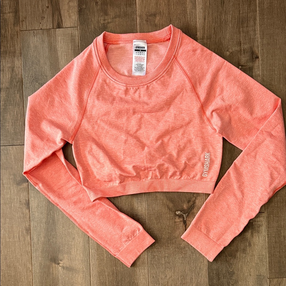 Coral Long Sleeve Crop Top